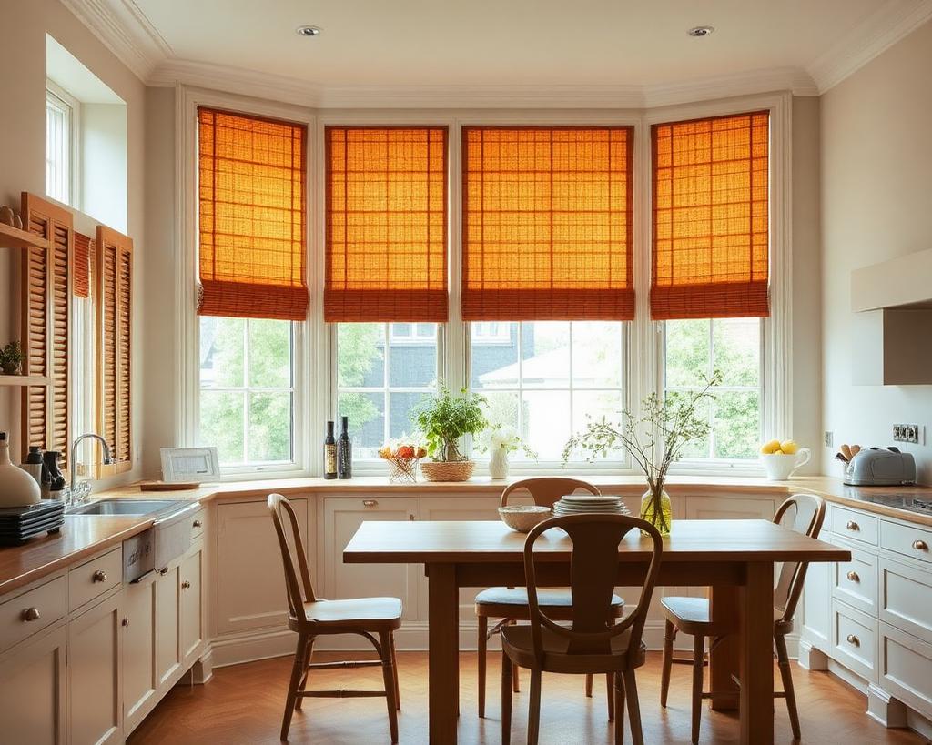 Oak shutters in kitchen bay, Brigg